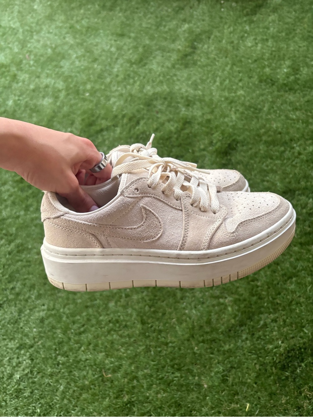 Nike Women’s Platform Suede Sneakers in Light Beige